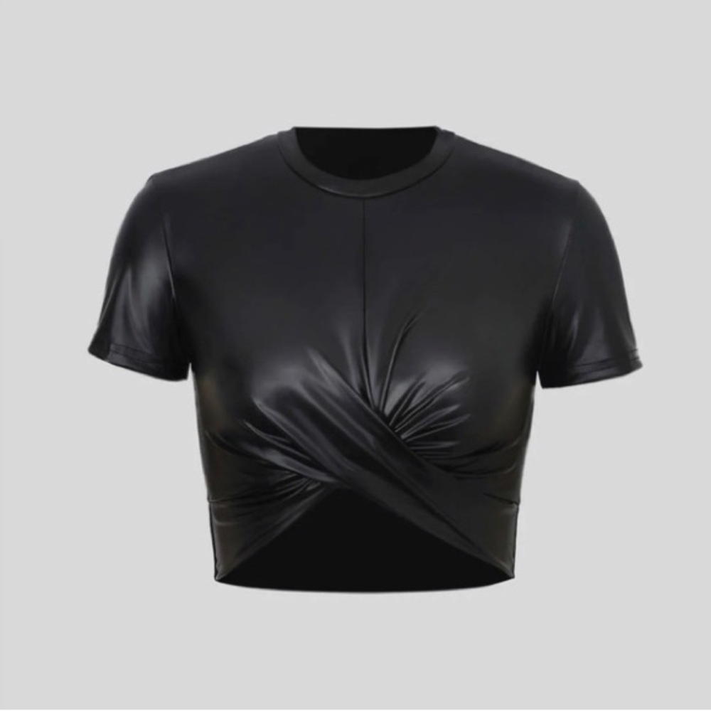 MICAS new faux leather crop top black size S